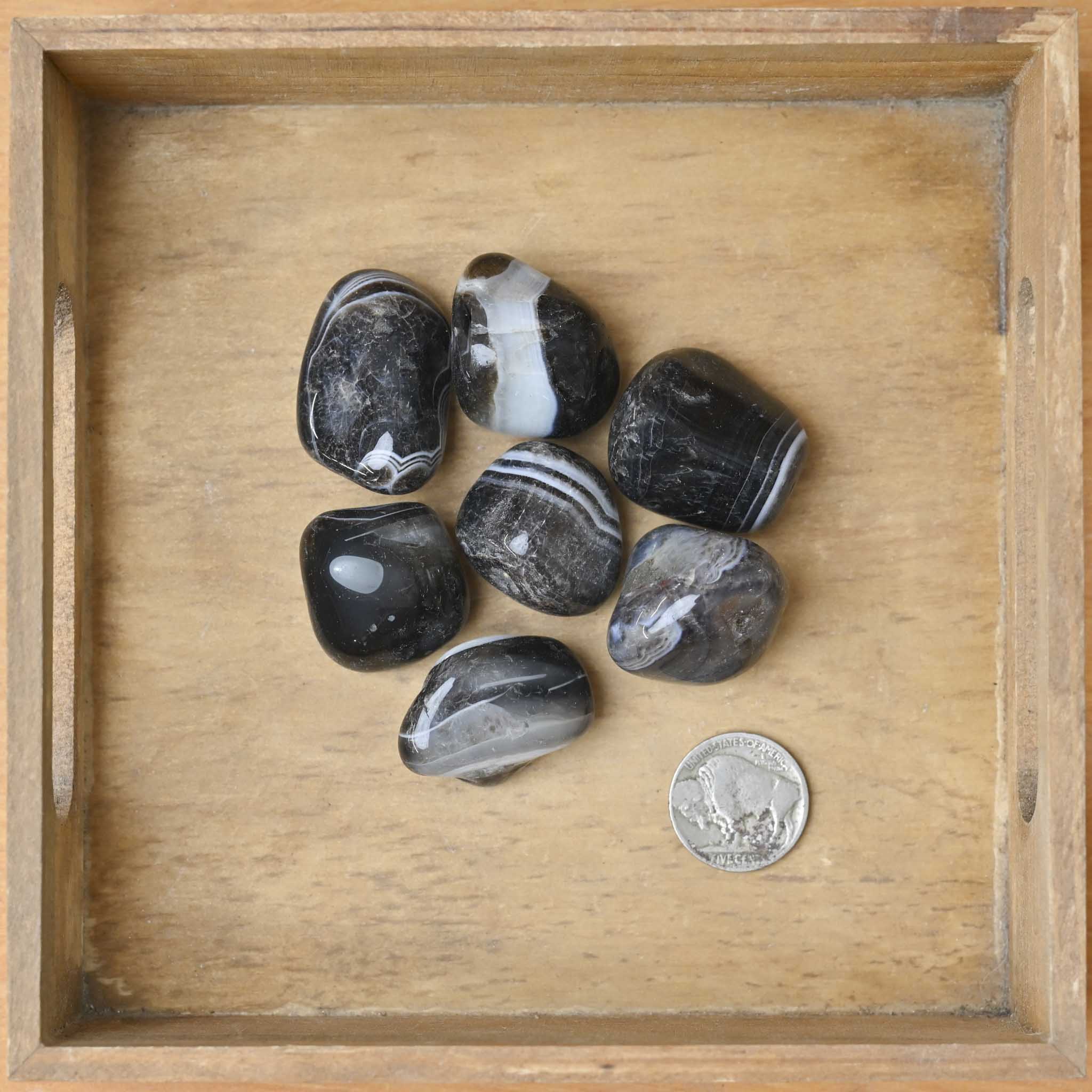 Tumbled Black Banded Agate